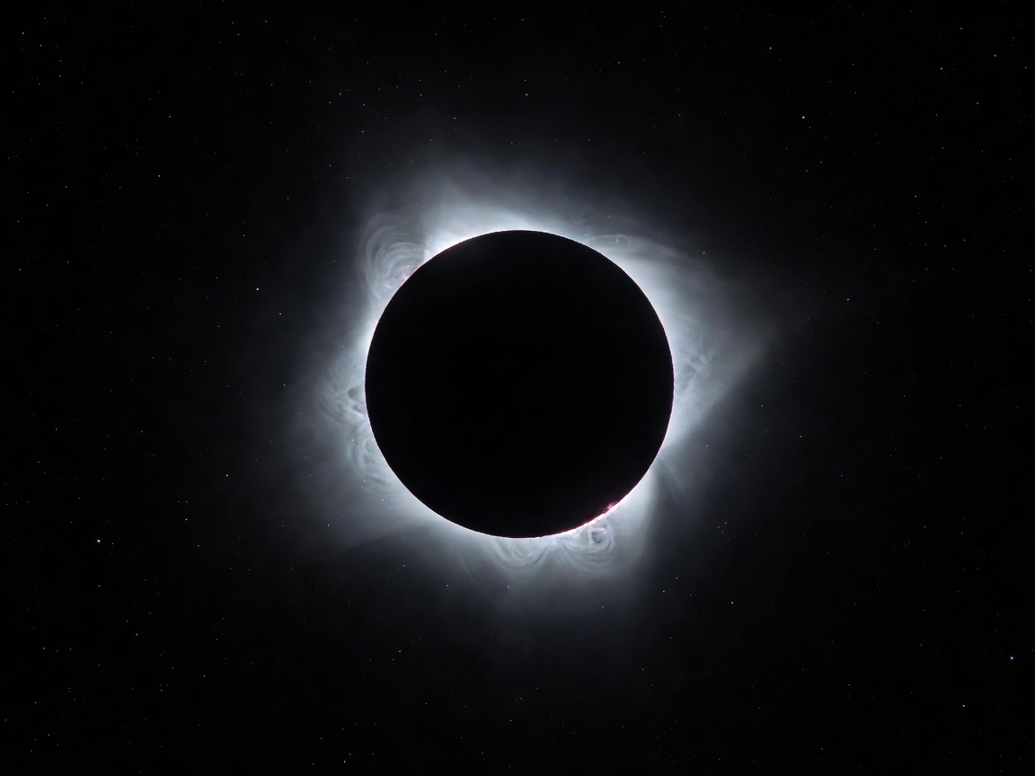 Total solar eclipse showing the corona of the sun